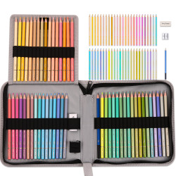 Kalour 50 Macaron Colored Pencil Set with Sharpener and Eraser Canvas Bag
