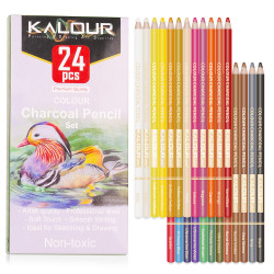Kalour 24 Pastel Charcoal Colored Pencil Set