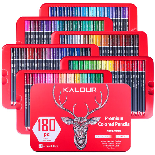 Kalour 180 Professional Art Oil Pastel Colored Pencil Set in Tin Box