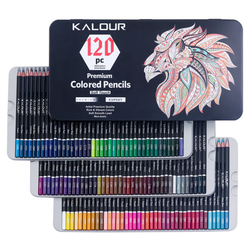 Kalour 120 Professional Art Oil Pastel Colored Pencil Set in Tin Box