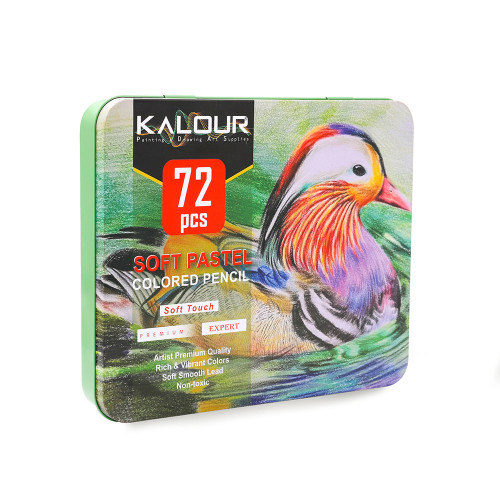 Kalour 72 Professional Pastel Colored Pencil Set in Tin Box