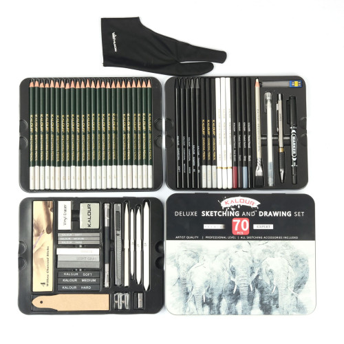 Kalour 70-Piece Deluxe Sketching and Drawing Pencil Set in Tin Box