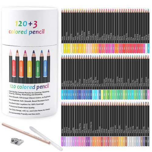 Kalour 120 Oil-Based Colored Pencil Set with Blender and Sharpener