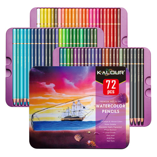 Kalour 72 Watercolor Pencils Set in Tin Box